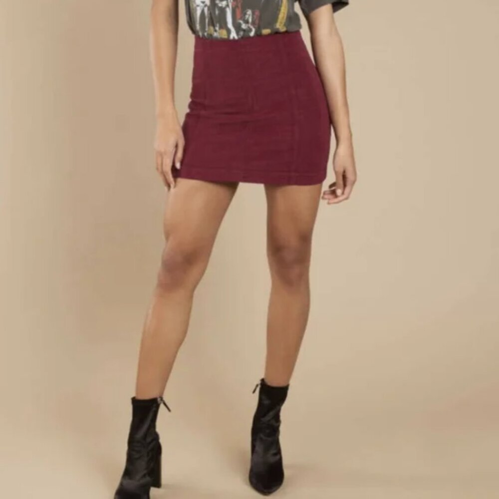 Free People Modern Femme Denim Mini Skirt | Color: Maroon / Burgandy | Size: 6